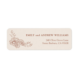 Ivory terracotta Daisy Wedding Return Address Label