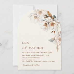 Ivory Terracotta Flowers Casual Wedding Invitation