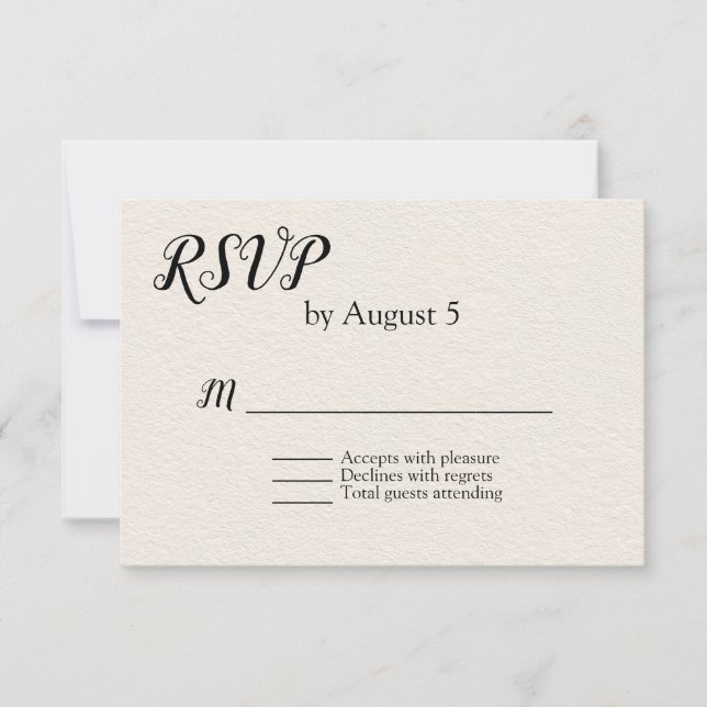 Ivory Textured Looking Wedding RSVP Card (Front)