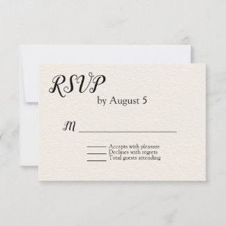 Ivory Textured Looking Wedding RSVP Card