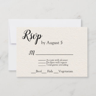 Ivory Textured Wedding RSVP With Menu Choice