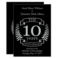 Ivory Traditional wedding anniversary 10 years Invitation