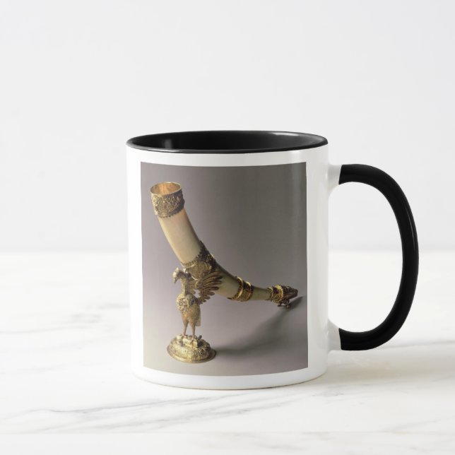 Ivory tusk drinking horn with silver-gilt mounts mug (Right)