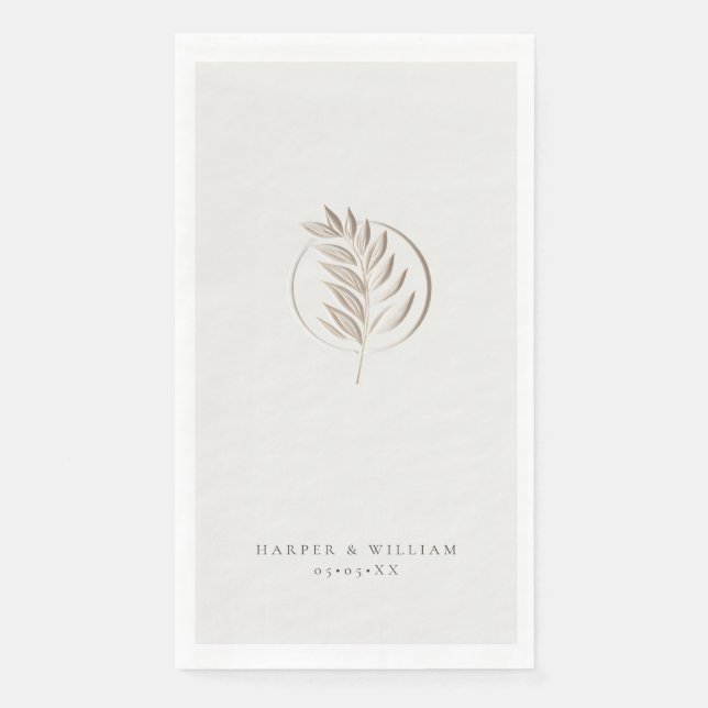 Ivory twig wedding paper guest towels (Front)