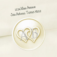 Ivory Two Hearts Silver Monogram Wedding