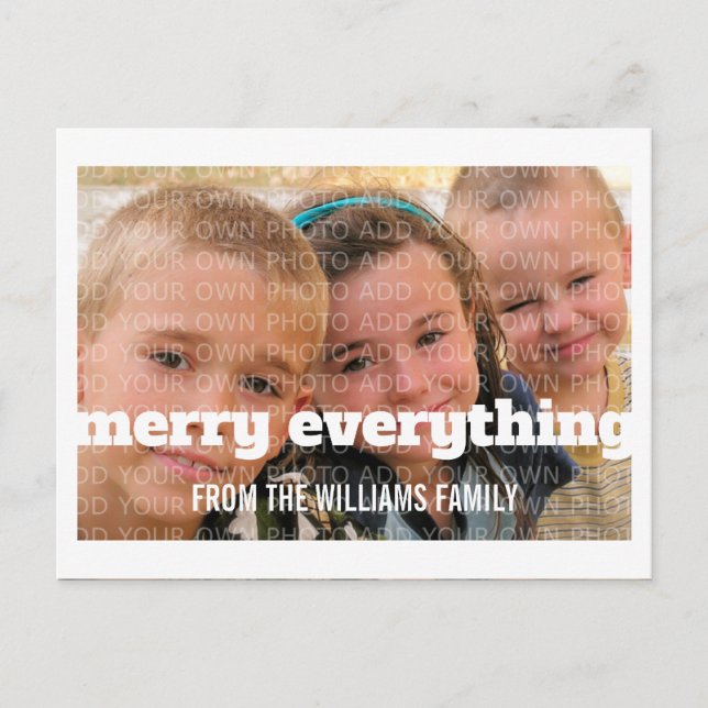 Ivory Typography Merry Everything Photo Postcard (Front)