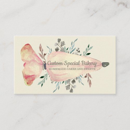 Ivory Vanilla Bakery Flowers Cake Pastry Business Card