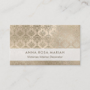 *~* Ivory Vintage Antique Aged Iridescent Damask Business Card