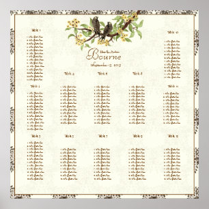 Ivory Vintage Birds Seating Chart