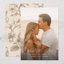 Ivory Vintage Botanical Wedding Save the Date