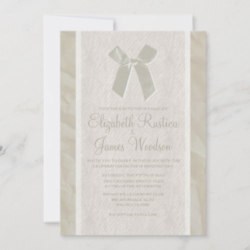 Ivory Vintage Bow &amp; Linen Wedding Invitations