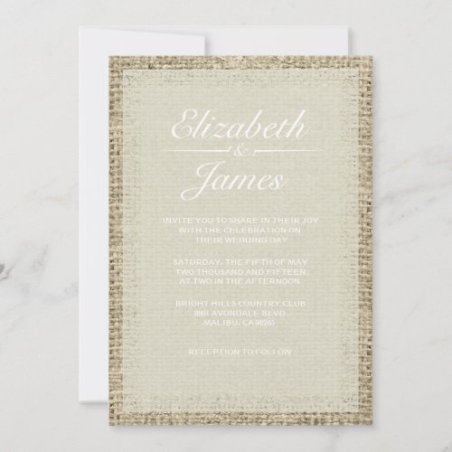 Ivory Vintage Burlap Wedding Invitations