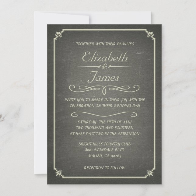 Ivory Vintage Chalkboard Wedding Invitations (Front)