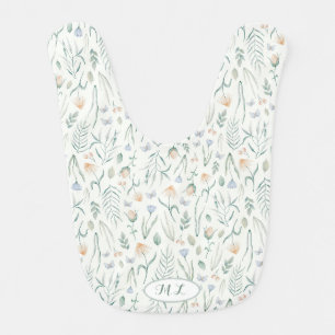 Ivory Vintage Cottagecore Botanical Meadow Custom Baby Bib