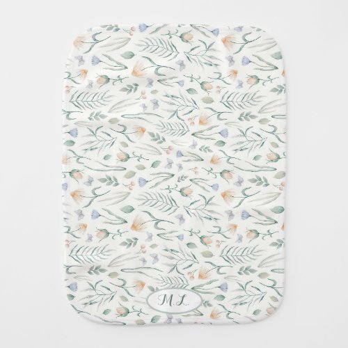 Ivory Vintage Cottagecore Botanical Meadow Custom Baby Burp Cloth