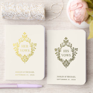 Ivory Vintage Crest Elegant Antique Ornate Wedding Foil Vow Books