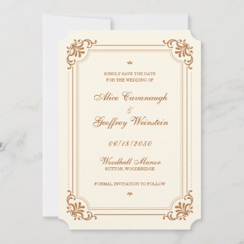 Ivory Vintage Flourish Elegant Wedding Save The Date