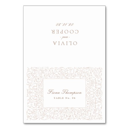 Ivory Vintage Ornate Foldable Place Card