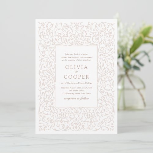 Ivory Vintage Ornate Frame Classic Wedding Invitation