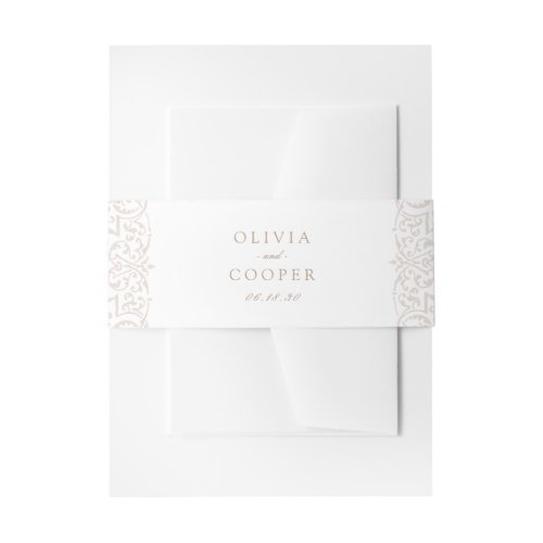 Ivory Vintage Ornate Frame Classic Wedding Invitation Belly Band