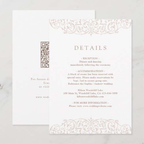 Ivory Vintage Ornate Frame Wedding Details Enclosure Card