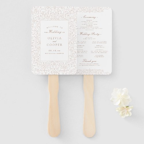 Ivory Vintage Ornate Frame Wedding Program Hand Fan