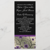 ivory violet  and black floral Wedding program