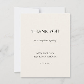 Ivory Vow Minimalist Wedding Thank You Card