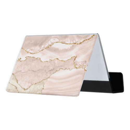 ivory watercolor agate desk business card holder
