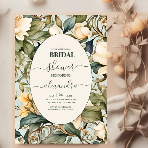 Ivory Watercolor Floral Bridal Shower Invitation