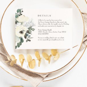Ivory Watercolor Floral Wedding Details Card