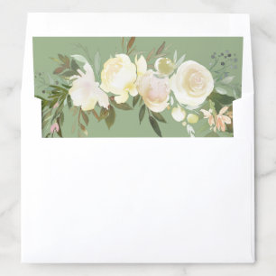 Ivory watercolor floral wedding envelope liner