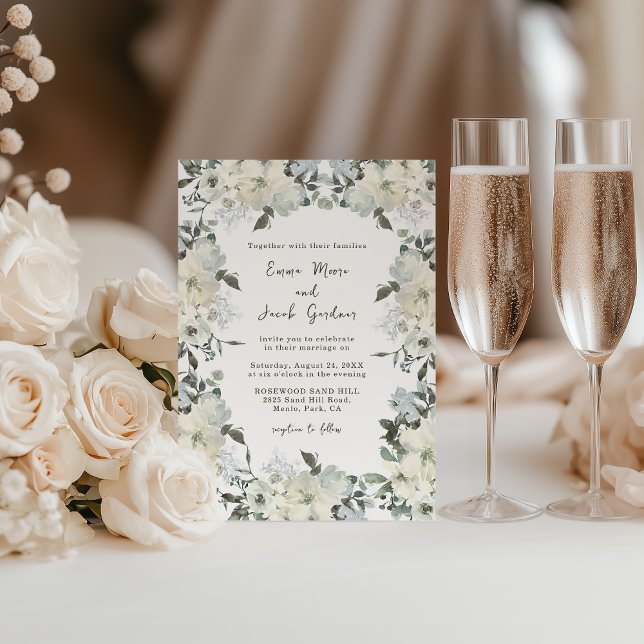 Ivory Watercolor Floral Wedding Invitation (Creator Uploaded)