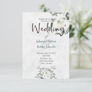 Ivory watercolor floral wedding invitation