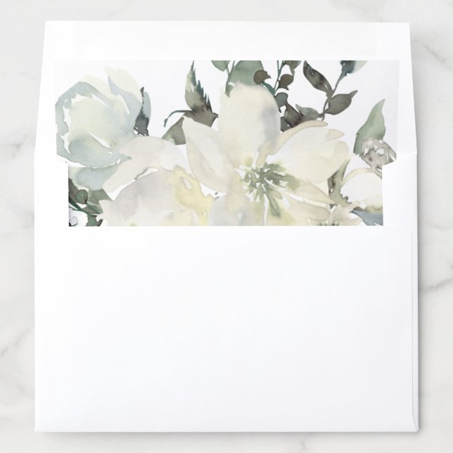Ivory Watercolor Floral Wedding Invitation Envelope Liner (In Envelope)
