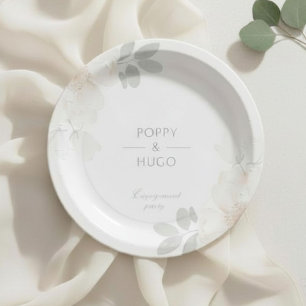 Ivory Watercolor Floral Wedding Paper Plates