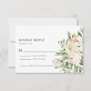 Ivory Watercolor Floral Wedding RSVP Card