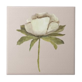Ivory Watercolor Flower on Taupe