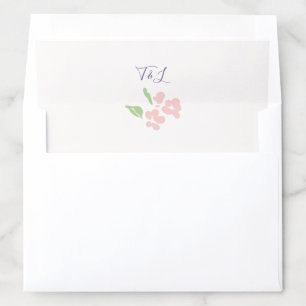 Ivory Watercolor Rose Script Initials Wedding Envelope Liner