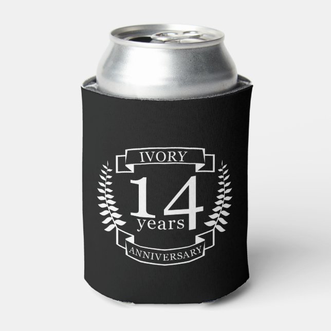 Ivory wedding anniversary 14 years can cooler (Can Front)