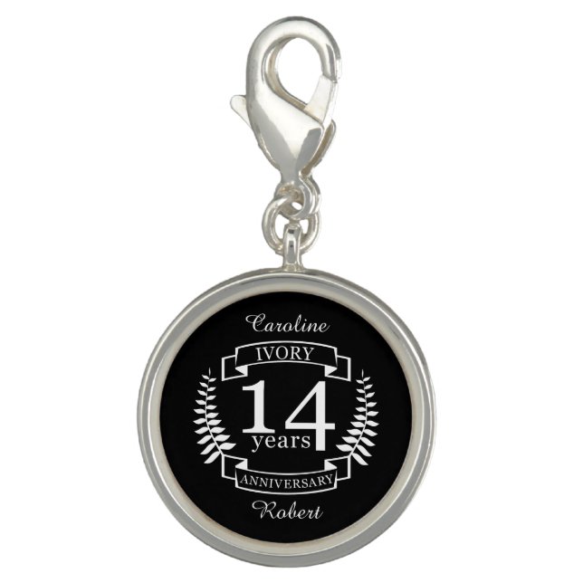 Ivory wedding anniversary 14 years charm (Front)