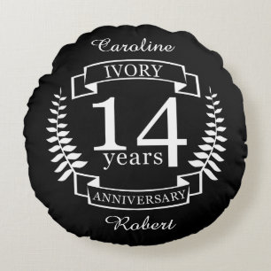 Ivory wedding anniversary 14 years round pillow