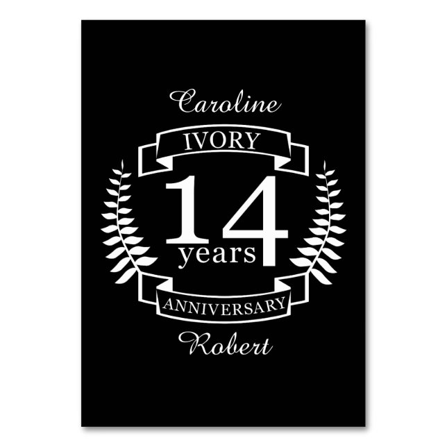 Ivory wedding anniversary 14 years table number (Front)