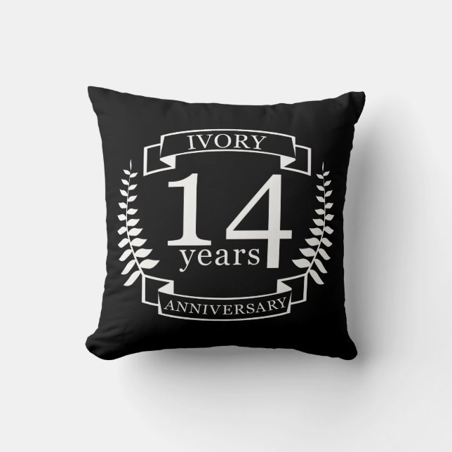 Ivory wedding anniversary 14 years throw pillow (Front)