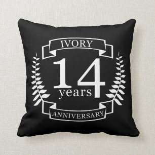 Ivory wedding anniversary 14 years throw pillow