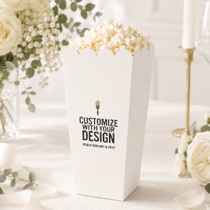 Ivory Wedding Customized Personalized Popcorn Favor Boxes