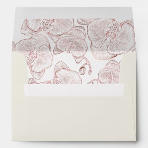 Ivory Wedding Dusty Rose Orchid Lined Envelope
