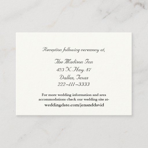 Customizable Ivory Wedding enclosure cards Business Card Templates