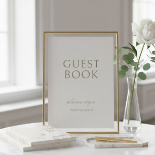 Ivory Wedding Guest Book Table Top Sign Card