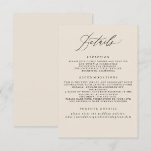 Ivory Wedding Information Enclosure Card